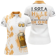 Load image into Gallery viewer, I Got A Cold Beer On Every Hole Yellow Argyle Golf Polo Shirts Beer Golf Shirts For Women LDT0525