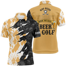 Load image into Gallery viewer, Who Needs Therapy Argyle Pattern Skull Golf Mens Polo Shirt Drinking Beer Golf Shirts For Men LDT0540