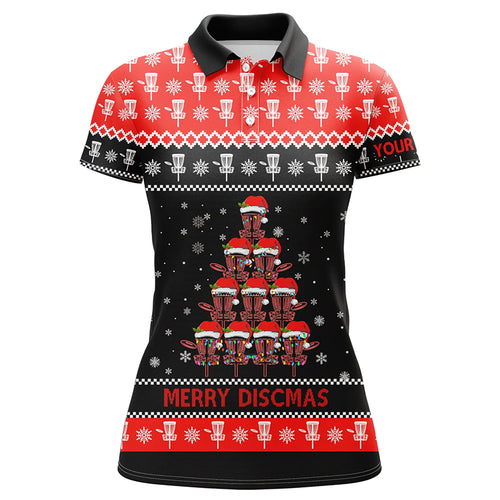 Merry Discmas All Over Print Disc Golf Polo Shirt Custom Christmas Disc Golf Tops For Women LDT0850