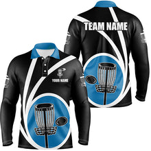 Load image into Gallery viewer, Customized Black Blue Mens Disc Golf Polo Shirts Cool Disc Golf Shirt For Male Team Golf Gifts LDT1245