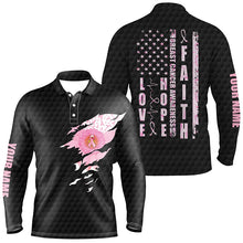 Load image into Gallery viewer, Faith Hope Love Flower Breast Cancer Awareness Mens Polo Shirts American Flag Golf Tops For Men LDT0261