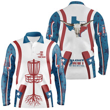 Load image into Gallery viewer, Texas Flag Longhorn Mens Disc Golf Shirt Custom Patriotic Disc Golf Shirts For Men, Golf Gifts LDT0268