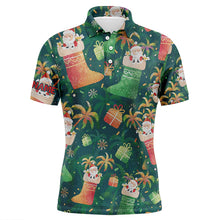 Load image into Gallery viewer, Santa Christmas Socks Green Golf Men Polo Shirt Funny Golf Shirts For Men Christmas Golf Gifts LDT0610