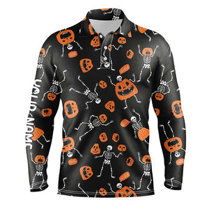 Funny Skeleton Halloween Golf Shirts For Men Horror Pumpkin Golf Gifts For Halloween Lover LDT0297