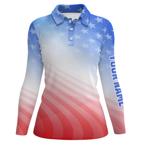 Gradient American Flag Golf Polo Shirts Patriotic Usa Golf Shirts For Women Cool Golf Gifts LDT0638