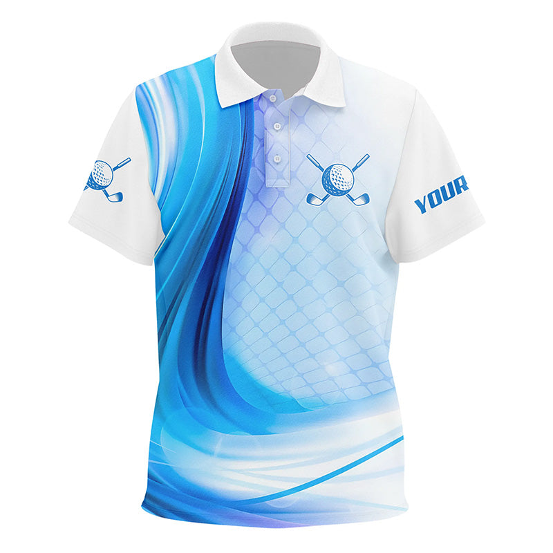 Blue Light Twinkle Kids Golf Polo Shirts Custom Name Golf Shirts For Kid Golfing Gifts LDT1324