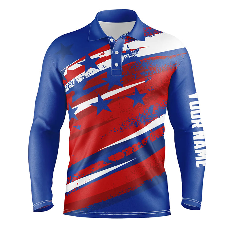 American Flag Mens Golf Polo Shirts Custom Patriotic Golf Shirts For Men Golfing Gifts LDT1468