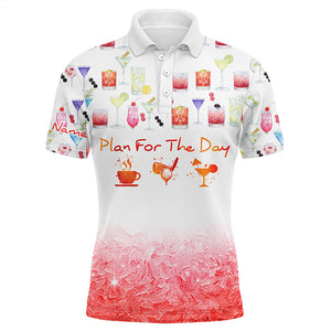 Plan For The Day Coffee Golf Cocktail Watercolor Mens Golf Polo Shirt Funny Golf Shirts For Men LDT0390