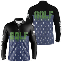 Load image into Gallery viewer, Black And Navy Mens Golf Polo Shirts Personalized Funny Golf Shirts For Men, Skull Golfing Gifts LDT0136