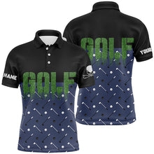 Load image into Gallery viewer, Black And Navy Mens Golf Polo Shirts Custom Funny Golf Shirt For Men Skull Golfing Gifts LDT0142