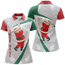 Load image into Gallery viewer, Santa Playing Golf Christmas Custom Golf Polo Shirt Snowflakes Grey Funny Golf Tops For Women LDT0942