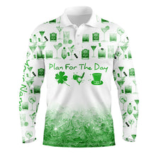 Load image into Gallery viewer, Plan For The Day St Patrick Day Watercolor Green Mens Golf Polo Shirts Funny Golf Shirts For Men LDT1399