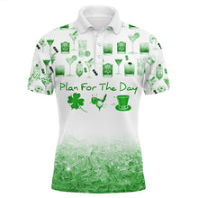 Load image into Gallery viewer, Plan For The Day St Patrick Day Watercolor Green Mens Golf Polo Shirts Funny Golf Shirts For Men LDT1399