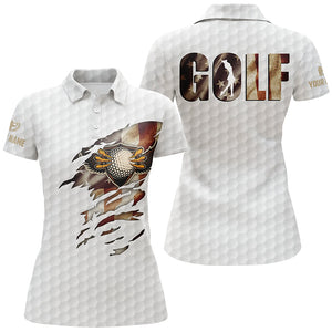 Vintage American Flag Eagle Golf Ball Texture, Ripped Us Flag Patriotic Golf Shirts For Women LDT0201