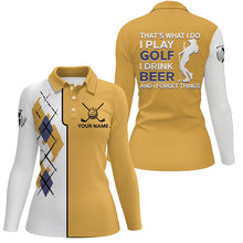 Load image into Gallery viewer, Golf Beer Argyle Pattern Yellow Womens Polo Shirts Funny Golf Shirts For Women Golf Gifts LDT0472