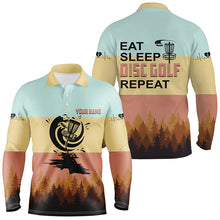 Load image into Gallery viewer, Eat Sleep Disc Golf Repeat Polo Shirt Vintage Custom Name Disc Golf Shirts For Men, Golf Gifts LDT0204