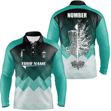 Load image into Gallery viewer, Turquoise Geometric Pattern Mens Disc Golf Polo Shirt Personalized Disc Golf Tops For Men Golf gifts LDT1010