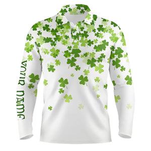 3D Green Clover St Patrick Day Mens Golf Polo Shirt Personalized Cool Golf Tops For Men Golf gifts LDT1017