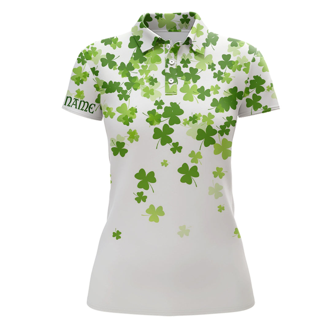 3D Green Clover St Patrick Day Womens Golf Polo Shirt Personalized Cool Golf Tops For Women LDT1017