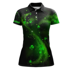 Load image into Gallery viewer, St Patrick Day Clovers On Black Womens Golf Polo Shirt Shamrock Custom Golf Gifts For Women LDT1018