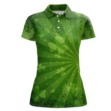 Load image into Gallery viewer, Green Clovers Halo All Over Print Womens Golf Polo Shirt St Patrick Day Golf Shirts For Women LDT1019