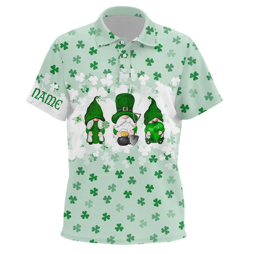 Kids Golf Polo Shirts St. Patrick's Day Watercolor Gnomes On Green Clover Funny Golf Shirts For Kid LDT1020