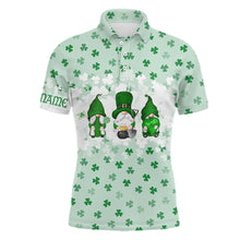 Load image into Gallery viewer, St. Patrick&#39;s Day Watercolor Gnomes On Green Clover Mens Golf Polo Shirts Funny Golf Shirts For Men LDT1020