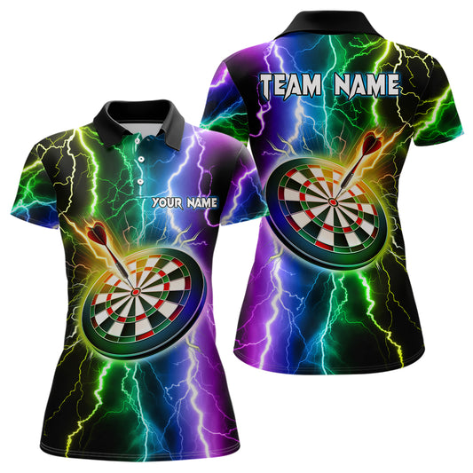 Colorful Thunder Lightning Darts Polo Shirt Custom Darts Shirt For Women Dart Jerseys LDT1439