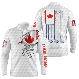 3D Canada Flag Golf Pattern Mens Polo Shirt Red Maple Leaf Golf Tops For Men Patriotic Golf Gifts LDT0494