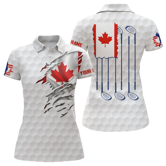 3D Canada Flag Golf Pattern Polo Shirt Red Maple Leaf Golf Tops For Women Patriotic Golf Gift LDT0494