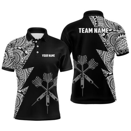 Lightning Tribal Black White Personalized Darts Polo Shirts Custom Darts Jersey For Men LDT0820