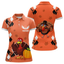Load image into Gallery viewer, Turkey Bird Thanksgiving Golf Polo Shirt Argyle Orange Custom Women Golf Tops Cool Golf Gifts LDT0839