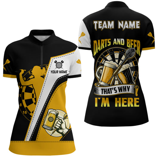Darts And Beer That's Why Im Here Darts Quarter-Zip Shirt Custom Dart Jerseys For Women LDT1457