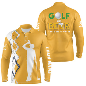 Golf And Beer That's Why I'm Here Mens Polo Shirt Custom Beer Golf Shirt For Men Golf Gifts LDT0534