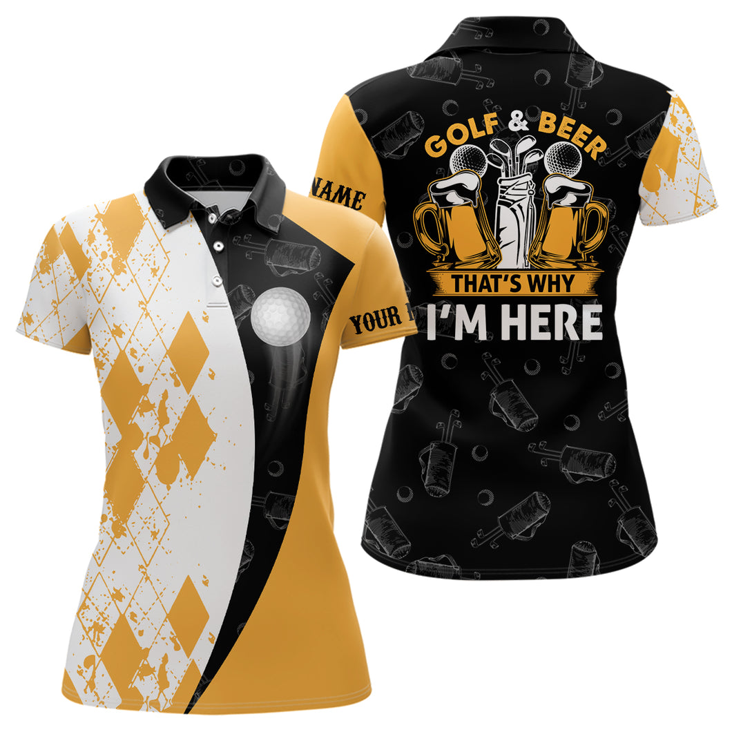 Golf And Beer That's Why I'm Here Argyle Women Polo Shirt Beer Golf Shirt For Women Golf Gift LDT0538