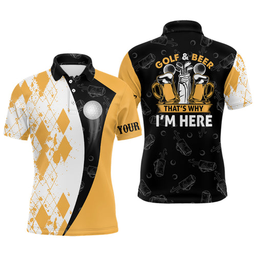 Golf And Beer That's Why I'm Here Argyle Mens Polo Shirt Beer Golf Shirt For Men Golf Gifts LDT0538