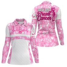 Load image into Gallery viewer, Drive Away Breast Cancer Pink White Golf Shirt Heartbeat Ribbon Cute Golf Shirts For Women LDT0250