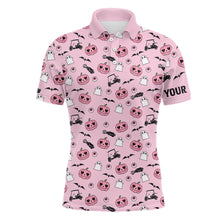 Load image into Gallery viewer, Pink Halloween Mens Golf Polo Shirts Custom Golf Shirts For Men Cute Halloween Golf Gifts LDT0548