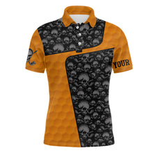 Load image into Gallery viewer, Skull Orange Golf Ball Pattern Mens Polo Shirt Custom Golf Shirts For Men Halloween Golf Gifts LDT0553