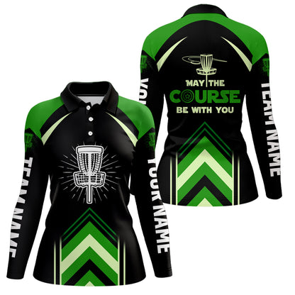 May The Course Be With You Green Womens Disc Golf Polo Shirt Custom Disc Golf Shirt For Women LDT1246