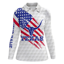 Load image into Gallery viewer, Texas Flag Longhorn Womens Golf Polo Shirts Custom Patriotic Golf Shirts For Women Golf Gifts LDT0258