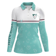 Load image into Gallery viewer, Turquoise Christmas Golf Polo Shirts Custom Winter Golf Shirts For Women Xmas Golf gifts LDT0869