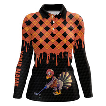 Load image into Gallery viewer, Golf Turkey Thanksgiving Golf Polo Shirt Orange Pumpkin Custom Golf Tops For Women Golf Gifts LDT0873