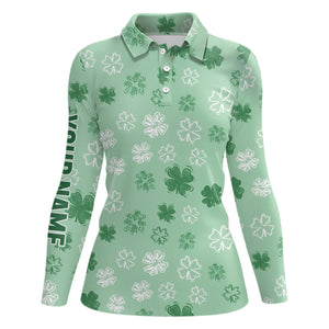 Womens Golf Polo Shirt Green Clover St Patrick Day Custom Golf Shirts For Women Golfing Gifts LDT125