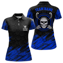 Load image into Gallery viewer, Personalized 3D All Over Print Skull Womens Golf Polo Shirt Navy Black Golf Shirts For Women LDT0560