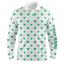 Load image into Gallery viewer, Green Clover On Checkered Pattern Patrick Day Mens Golf Shirts Custom Name Golf Gifts For Men LDT1268