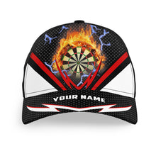 Load image into Gallery viewer, Thunder Lightning Red Personalized Darts Cap Custom Flame Darts Hat For Team Darts Gifts LDT1277