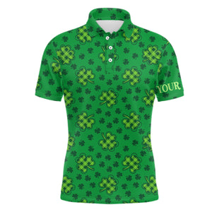 Clover St Patrick Day Mens Golf Polo Shirts Shamrock Leaves Custom Golf Shirts For Men Golfing Gifts LDT1261