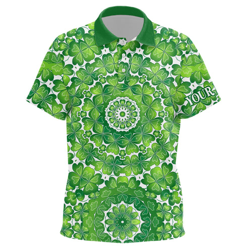 Green Clover Circle St Patrick Day Kids Golf Polo Shirts Custom Golf Shirts For Kid Golf Gifts LDT1263