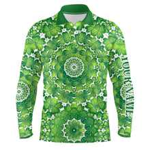 Load image into Gallery viewer, Green Clover Circle St Patrick Day Mens Golf Polo Shirts Custom Golf Shirts For Men Golf Gifts LDT1263